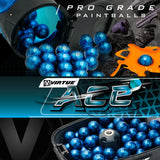 Virtue Ace Paintballs - .68 Caliber Blue V-Logo Shell/Orange Fill - 500 Rounds